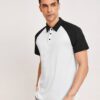 Black & White Raglan Sleeve Custom Logo Polo Shirt - Premium quality manufacturing view - View 1 of 5