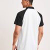 Black & White Raglan Sleeve Custom Logo Polo Shirt - Premium quality manufacturing view - View 4 of 5