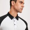 Black & White Raglan Sleeve Custom Logo Polo Shirt - Premium quality manufacturing view - View 5 of 5