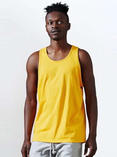 Close-up of blank cotton singlets, showcasing soft knit texture & clean stitching. Perfect for printing, hinting at various c