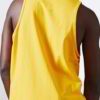 Close-up of blank cotton singlets, showcasing soft knit texture & clean stitching. Perfect for printing, hinting at various c