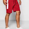 Close-up of black workout shorts; tailored fit, clean stitching, breathable performance fabric. Perfect for customized corpor