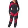 Women's tracksuit set. Soft fleece, subtle distressed embroidery. Casual two-piece outfit, relaxed fit. Note the matching top
