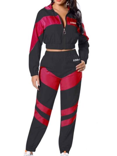 Women's tracksuit set. Soft fleece, subtle distressed embroidery. Casual two-piece outfit, relaxed fit. Note the matching top
