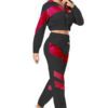 Women's tracksuit set. Soft fleece, subtle distressed embroidery. Casual two-piece outfit, relaxed fit. Note the matching top
