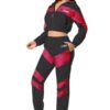 Women's tracksuit set. Soft fleece, subtle distressed embroidery. Casual two-piece outfit, relaxed fit. Note the matching top