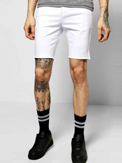 Close-up of quick-dry running shorts. Breathable polyester with fine stitching. Hints of blue, lightweight, ideal for perform