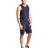 Lightweight swim trunks in vibrant blue, quick-drying fabric texture. Note the reinforced stitching and comfortable elastic w