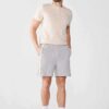 Men's solid color t-shirt and shorts set. Heathered jersey knit, clean seams. Customizable print area. Perfect for bulk order