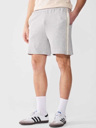 Men's solid color t-shirt and shorts set. Heathered jersey knit, clean seams. Customizable print area. Perfect for bulk order