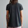 Stack of premium blank t-shirts in various muted colors, close-up showing fine-gauge knit fabric and durable double-needle st