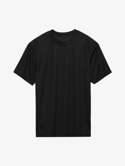 Urban men's set: tee & shorts. Soft-looking, breathable fabric, possibly cotton. Dark color scheme with subtle design details