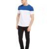 Crisp white t-shirts, neatly stacked. Soft cotton knit with clean seams visible. Ready for custom printing, bright and pristi