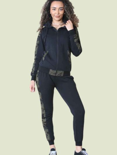 Plus size tracksuit set. Soft, fleece texture apparent, with clean stitching details. Comfortable women's apparel wholesale.