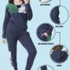 Plus size tracksuit set. Soft, fleece texture apparent, with clean stitching details. Comfortable women's apparel wholesale.