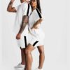 Affordable t-shirt and shorts set. Soft-look knit, likely cotton blend. Comfy casual wear in heathered grey. Clean, simple st