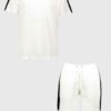 Affordable t-shirt and shorts set. Soft-look knit, likely cotton blend. Comfy casual wear in heathered grey. Clean, simple st