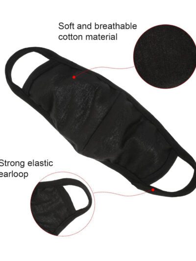 Cotton fabric face mask. Close-up reveals fine stitching, soft texture. Reusable mouth cover for adults. Available in multipl