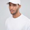 Structured twill cap with raised, bold 3D embroidery. Notice the depth of the stitching & slight sheen. Dark color & curved b