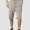Close-up: Lightweight running shorts with clean stitching. Athletic garment in a subtle grey marl, showcasing a 5-inch inseam
