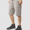Close-up: Lightweight running shorts with clean stitching. Athletic garment in a subtle grey marl, showcasing a 5-inch inseam