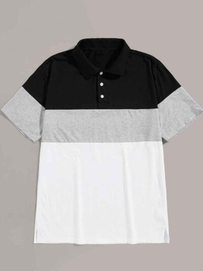 Men's polo shirt with a vibrant digital print. Close-up shows soft, breathable knit texture and neat collar stitching. Colorf