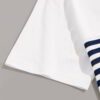 Close-up of custom embroidered t-shirts. Soft cotton texture, vibrant thread, neat stitching. Heather grey, short sleeve. Ide