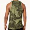 Close-up of a vibrant, custom-printed tank top. Soft, breathable fabric, reinforced stitching. Sleeveless, ideal for summer.