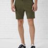 Men's heavy cotton apparel set: tee and shorts. Notice the dense weave, sturdy seams. Relaxed fit, casual style, likely beige