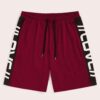 Close-up of custom athletic shorts. High-quality stitching, breathable fabric texture, vibrant color detail. Perfect for spor