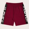 Close-up of custom athletic shorts. High-quality stitching, breathable fabric texture, vibrant color detail. Perfect for spor