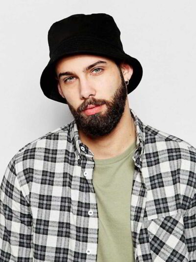 Olive green bucket hat. Woven fabric texture, neat stitching. Wide brim for sun protection. Ready for your custom logo! - Vie