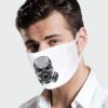 Close-up of a custom face mask. Soft fabric, clean stitching. Personalized logo detail. Protective, reusable mouth cover. - V