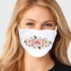 Close-up of a custom face mask. Soft fabric, clean stitching. Personalized logo detail. Protective, reusable mouth cover. - V