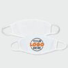 Close-up of a custom face mask. Soft fabric, clean stitching. Personalized logo detail. Protective, reusable mouth cover. - V