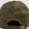 Olive drab patrol cap. Close up shows tight weave fabric, precision stitching, and structured crown. Lightweight, comfortable