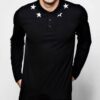 Close-up of a custom polo shirt, fine-knit pique fabric, neat stitching. Shows classic collar, short sleeves, school uniform