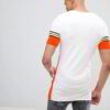 Close-up of a crew neck t-shirt. Soft, combed cotton texture. Clean stitching. Customizable area ready for your design. Heath