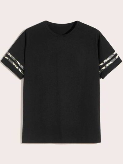 Close-up of a custom-printed t-shirt. Soft cotton texture, vibrant logo. Double-stitched seams for durability. Stylish & comf