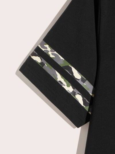 Close-up of a custom-printed t-shirt. Soft cotton texture, vibrant logo. Double-stitched seams for durability. Stylish & comf