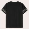 Close-up of a custom-printed t-shirt. Soft cotton texture, vibrant logo. Double-stitched seams for durability. Stylish & comf