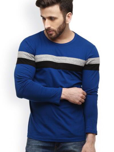 Close-up of a soft, cotton tee. Bold charity logo print. Fine stitching visible. Short sleeve, classic fit, vibrant color. -