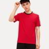 Close-up of soft, breathable custom t-shirt. Quality stitching, smooth fabric, vibrant event design. Short-sleeve, crew neck