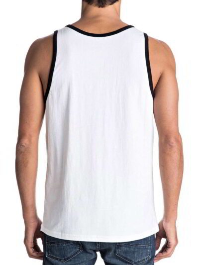 Close-up of a vibrant, custom-printed tank top. Breathable, moisture-wicking fabric, detailed stitching. Ideal for fitness. -