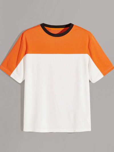 Close-up cotton t-shirt, vibrant custom print. Fine stitching detail, soft fabric texture visible. Promotional garment, brigh
