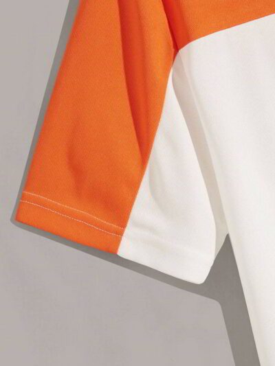Close-up cotton t-shirt, vibrant custom print. Fine stitching detail, soft fabric texture visible. Promotional garment, brigh