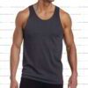 Close-up racerback tank. Soft knit, subtle heather texture. Quality stitching on armholes, neck. Perfect for branding! - View