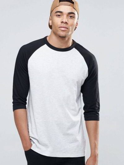 Soft, retail-ready t-shirts wholesale. Close-up shows smooth fabric, quality stitching. Customizable tee, light heather grey,