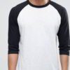 Soft, retail-ready t-shirts wholesale. Close-up shows smooth fabric, quality stitching. Customizable tee, light heather grey,
