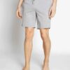 Men's stretch cotton lounge set. T-shirt and shorts. Soft texture, fine stitching. Relaxed fit, breathable fabric. Light grey